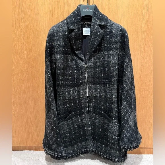 ChanelBlack Charcoal and Metallic Coat, Size 36 (XS)